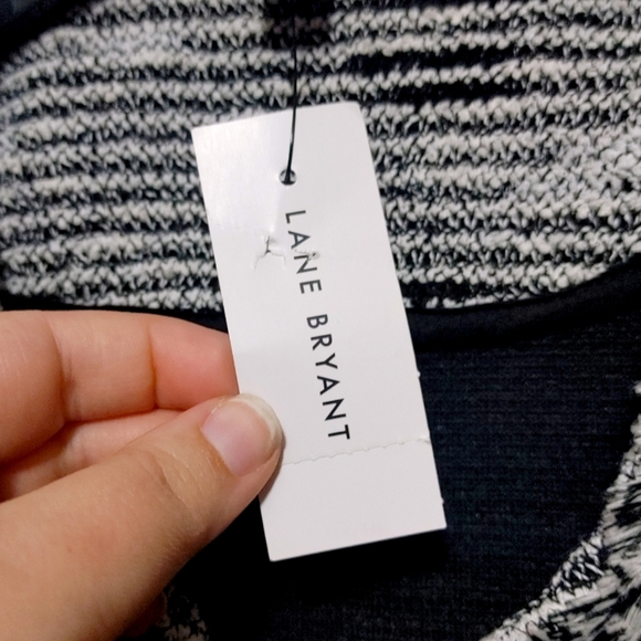 Lane Bryant Black White Tweed Peplum Open Front Blazer Women's Plus Size 16 NWT - Picture 7 of 11